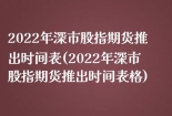 2022年深市股指期货推出时间表(2022年深市股指期货推出时间表格)