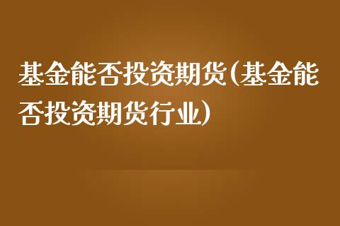 基金能否投资期货(基金能否投资期货行业)_https://www.yunyouns.com_恒生指数_第1张