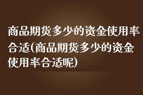 商品期货多少的资金使用率合适(商品期货多少的资金使用率合适呢)_https://www.yunyouns.com_股指期货_第1张