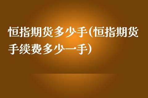 恒指期货多少手(恒指期货手续费多少一手)_https://www.yunyouns.com_期货直播_第1张