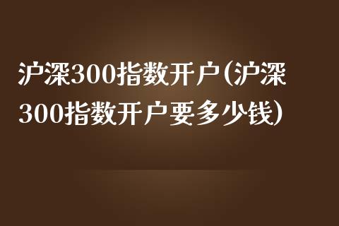沪深300指数开户(沪深300指数开户要多少钱)_https://www.yunyouns.com_股指期货_第1张