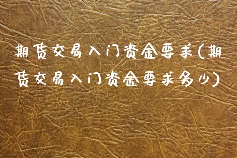 期货交易入门资金要求(期货交易入门资金要求多少)_https://www.yunyouns.com_股指期货_第1张