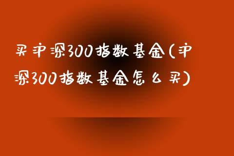 买沪深300指数基金(沪深300指数基金怎么买)_https://www.yunyouns.com_股指期货_第1张
