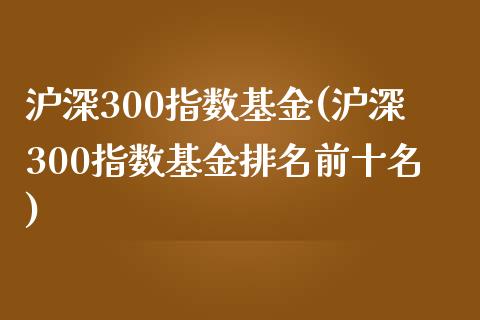 沪深300指数基金(沪深300指数基金排名前十名)_https://www.yunyouns.com_期货行情_第1张