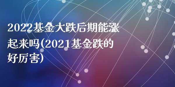 2022基金大跌后期能涨起来吗(2021基金跌的好厉害)_https://www.yunyouns.com_期货直播_第1张