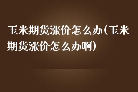 玉米期货涨价怎么办(玉米期货涨价怎么办啊)_https://www.yunyouns.com_期货行情_第1张