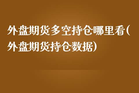 外盘期货多空持仓哪里看(外盘期货持仓数据)_https://www.yunyouns.com_股指期货_第1张