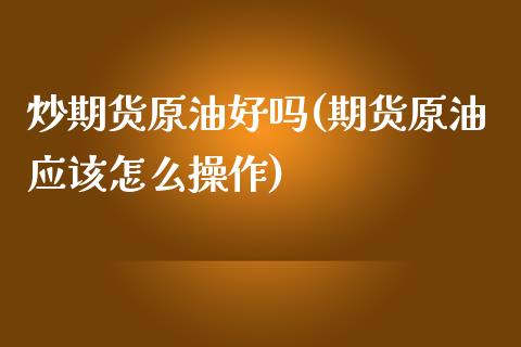 炒期货原油好吗(期货原油应该怎么操作)_https://www.yunyouns.com_恒生指数_第1张