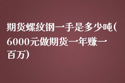期货螺纹钢一手是多少吨(6000元做期货一年赚一百万)_https://www.yunyouns.com_期货直播_第1张