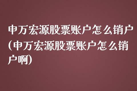 申万宏源股票账户怎么销户(申万宏源股票账户怎么销户啊)_https://www.yunyouns.com_期货行情_第1张
