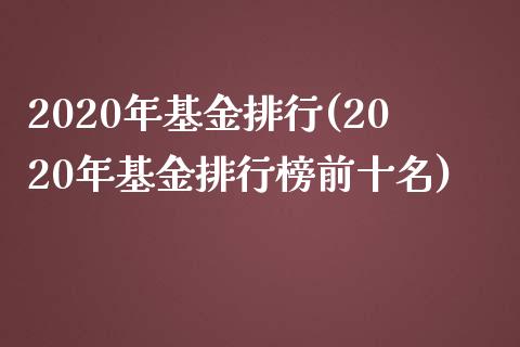2020年基金排行(2020年基金排行榜前十名)_https://www.yunyouns.com_期货行情_第1张