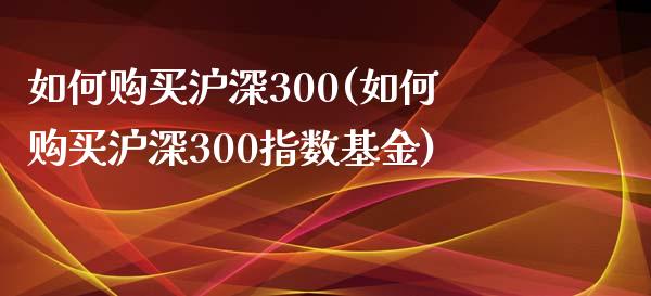 如何购买沪深300(如何购买沪深300指数基金)_https://www.yunyouns.com_股指期货_第1张