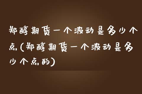 郑醇期货一个波动是多少个点(郑醇期货一个波动是多少个点的)_https://www.yunyouns.com_股指期货_第1张