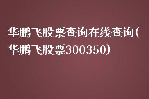 华鹏飞股票查询在线查询(华鹏飞股票300350)_https://www.yunyouns.com_期货行情_第1张