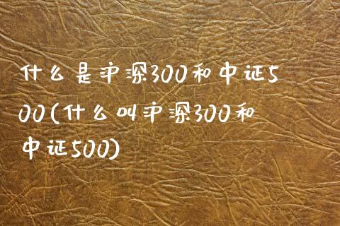 什么是沪深300和中证500(什么叫沪深300和中证500)_https://www.yunyouns.com_恒生指数_第1张