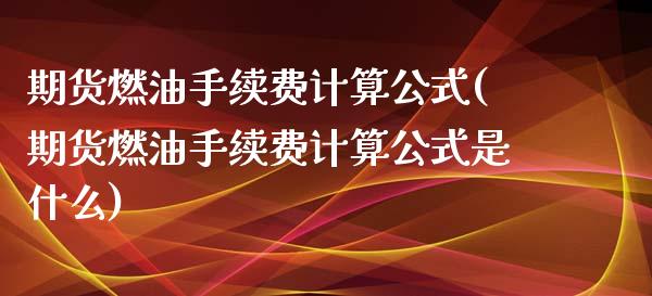 期货燃油手续费计算公式(期货燃油手续费计算公式是什么)_https://www.yunyouns.com_恒生指数_第1张