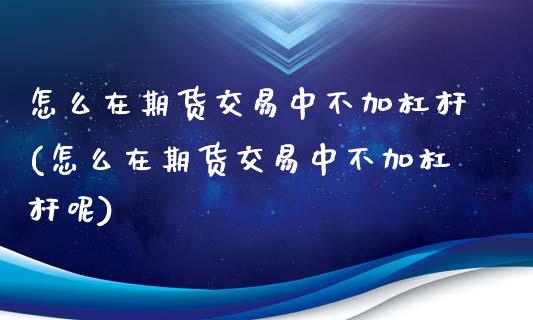 怎么在期货交易中不加杠杆(怎么在期货交易中不加杠杆呢)_https://www.yunyouns.com_期货行情_第1张