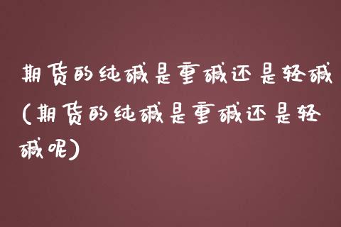 期货的纯碱是重碱还是轻碱(期货的纯碱是重碱还是轻碱呢)_https://www.yunyouns.com_期货直播_第1张