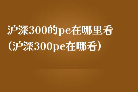 沪深300的pe在哪里看(沪深300pe在哪看)_https://www.yunyouns.com_恒生指数_第1张