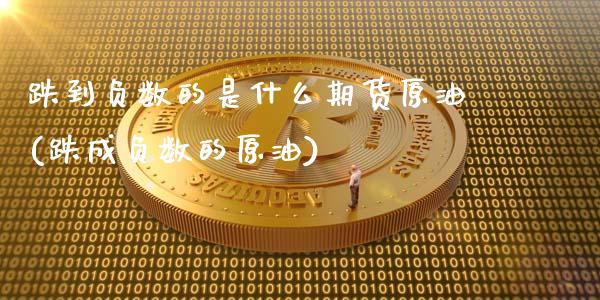 跌到负数的是什么期货原油(跌成负数的原油)_https://www.yunyouns.com_期货行情_第1张