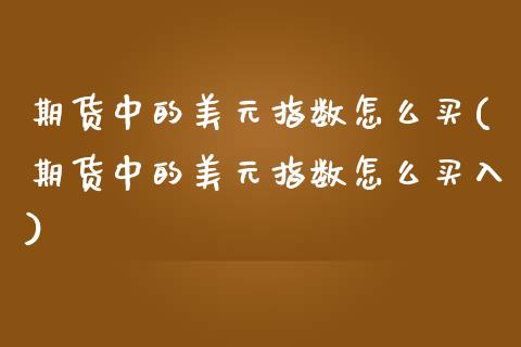 期货中的美元指数怎么买(期货中的美元指数怎么买入)_https://www.yunyouns.com_恒生指数_第1张