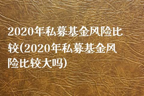2020年私募基金风险比较(2020年私募基金风险比较大吗)_https://www.yunyouns.com_股指期货_第1张