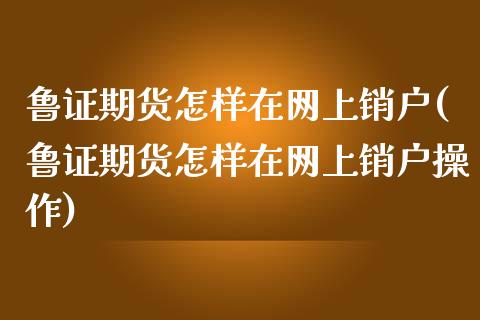 鲁证期货怎样在网上销户(鲁证期货怎样在网上销户操作)_https://www.yunyouns.com_股指期货_第1张