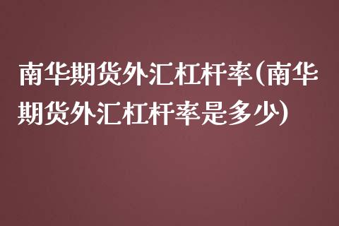 南华期货外汇杠杆率(南华期货外汇杠杆率是多少)_https://www.yunyouns.com_股指期货_第1张