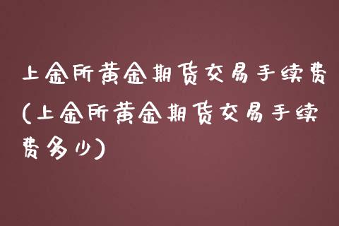 上金所黄金期货交易手续费(上金所黄金期货交易手续费多少)_https://www.yunyouns.com_期货行情_第1张