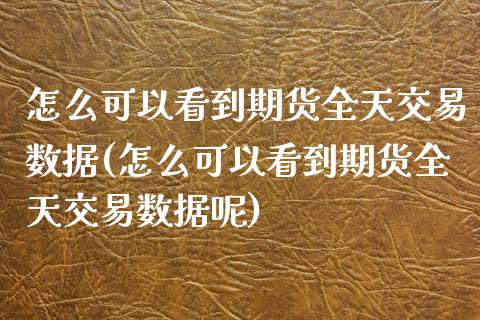 怎么可以看到期货全天交易数据(怎么可以看到期货全天交易数据呢)_https://www.yunyouns.com_期货行情_第1张