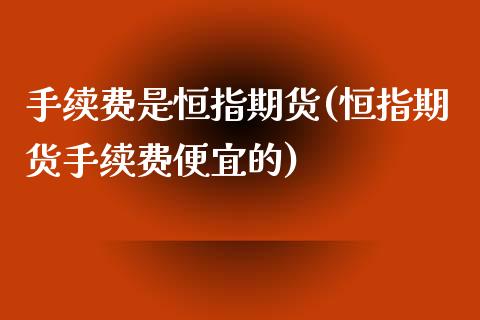 手续费是恒指期货(恒指期货手续费便宜的)_https://www.yunyouns.com_恒生指数_第1张