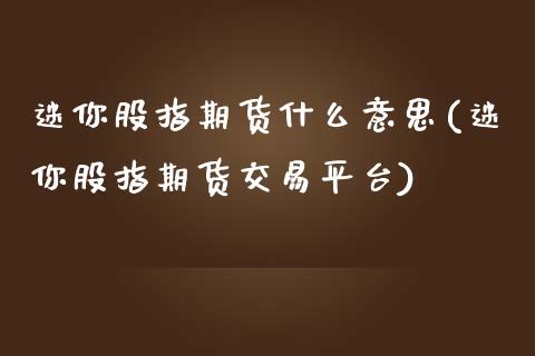 迷你股指期货什么意思(迷你股指期货交易平台)_https://www.yunyouns.com_期货直播_第1张