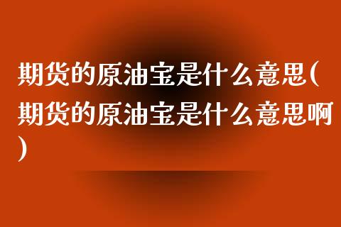 期货的原油宝是什么意思(期货的原油宝是什么意思啊)_https://www.yunyouns.com_股指期货_第1张