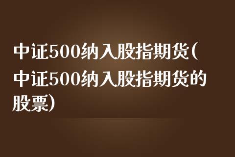 中证500纳入股指期货(中证500纳入股指期货的股票)_https://www.yunyouns.com_期货直播_第1张