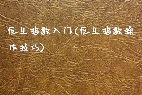 恒生指数入门(恒生指数操作技巧)_https://www.yunyouns.com_股指期货_第1张