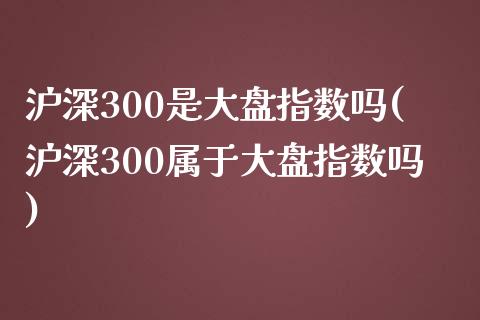 沪深300是大盘指数吗(沪深300属于大盘指数吗)_https://www.yunyouns.com_期货直播_第1张