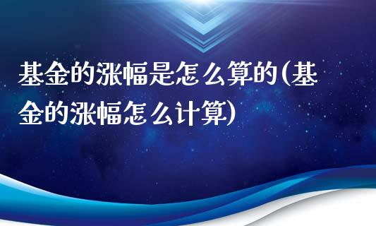 基金的涨幅是怎么算的(基金的涨幅怎么计算)_https://www.yunyouns.com_恒生指数_第1张