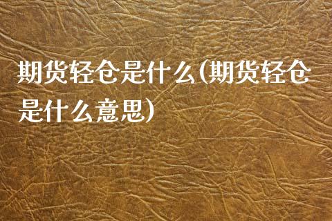 期货轻仓是什么(期货轻仓是什么意思)_https://www.yunyouns.com_恒生指数_第1张