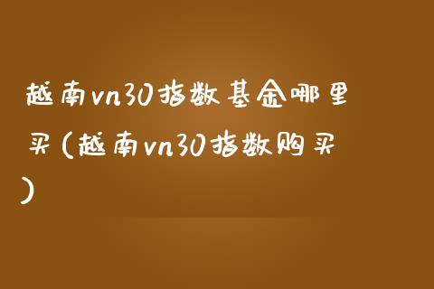 越南vn30指数基金哪里买(越南vn30指数购买)_https://www.yunyouns.com_期货行情_第1张