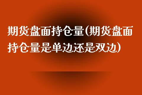期货盘面持仓量(期货盘面持仓量是单边还是双边)_https://www.yunyouns.com_期货直播_第1张