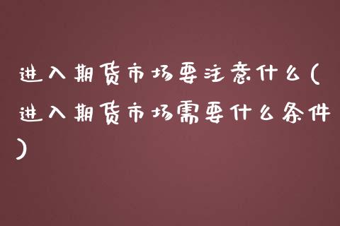 进入期货市场要注意什么(进入期货市场需要什么条件)_https://www.yunyouns.com_恒生指数_第1张