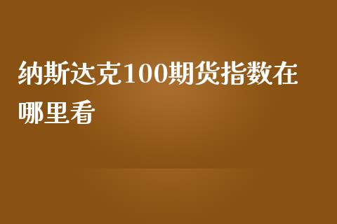 纳斯达克100期货指数在哪里看_https://www.yunyouns.com_期货直播_第1张