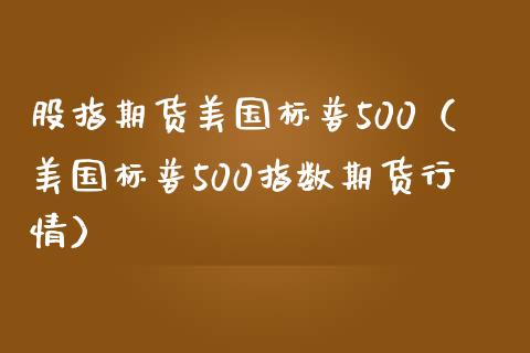 股指期货美国标普500（美国标普500指数期货行情）_https://www.yunyouns.com_恒生指数_第1张