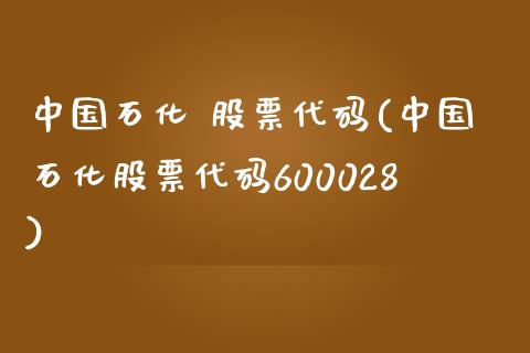 中国石化 股票代码(中国石化股票代码600028)_https://www.yunyouns.com_股指期货_第1张