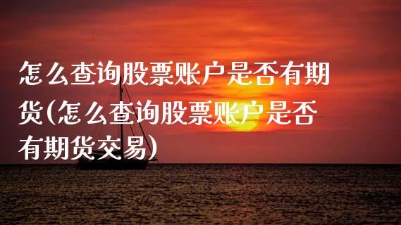 怎么查询股票账户是否有期货(怎么查询股票账户是否有期货交易)_https://www.yunyouns.com_股指期货_第1张
