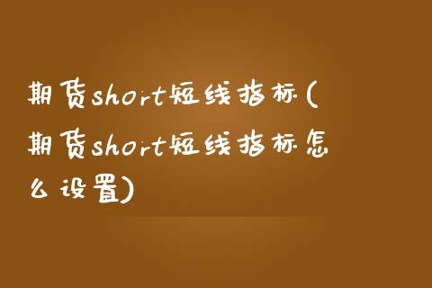 期货short短线指标(期货short短线指标怎么设置)_https://www.yunyouns.com_股指期货_第1张