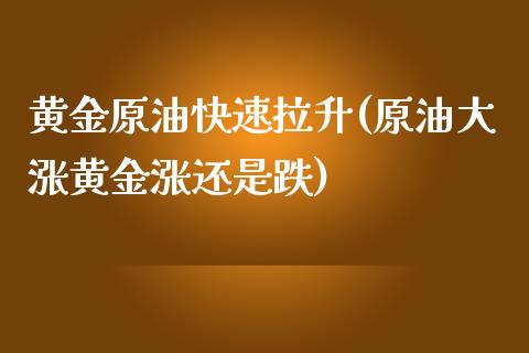 黄金原油快速拉升(原油大涨黄金涨还是跌)_https://www.yunyouns.com_期货行情_第1张