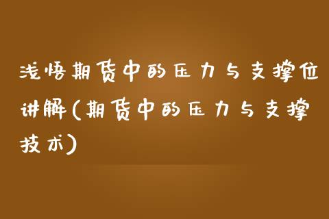 浅悟期货中的压力与支撑位讲解(期货中的压力与支撑技术)_https://www.yunyouns.com_期货行情_第1张