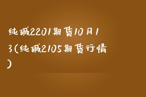 纯碱2201期货10月13(纯碱2105期货行情)_https://www.yunyouns.com_期货行情_第1张